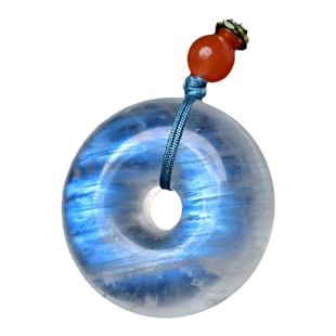 月光石吊坠女男冰种蓝月光平安扣项坠挂绳玛瑙玉髓挂件拉长石项链