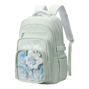 书包女初中生小学生大容量双肩背包高颜值二次元吧唧谷子护脊痛包