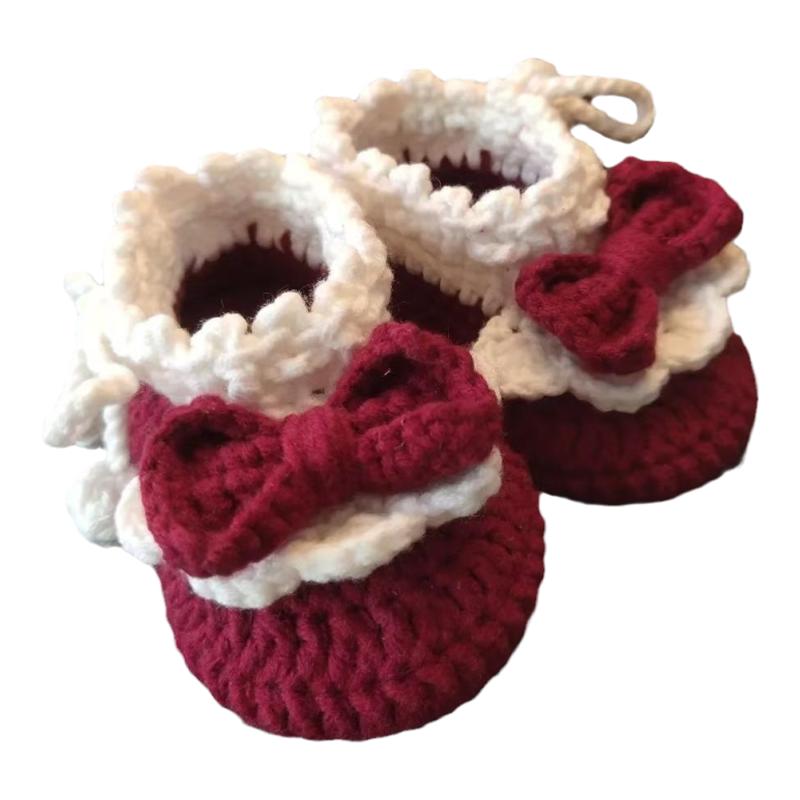 手工编织DIY钩针材料包花边婴儿鞋孕期钩针毛线鞋宝宝鞋材料包