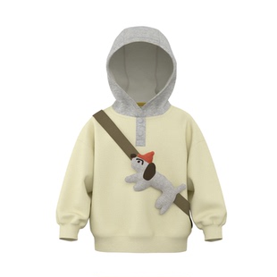 【糯米棉】papa爬爬春季儿童卫衣新品男女童可爱连帽长袖上衣