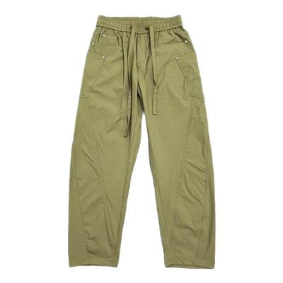 夏季新款透气速干工装休闲裤男士宽松直筒阔腿裤痞帅哈伦弯刀裤子