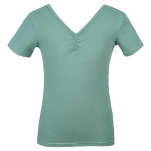 儿童舞蹈服春夏绿色长袖套装女童跳舞打底上衣中国舞练功服体操服