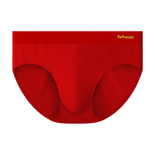 猫人本命年男士红色纯棉三角内裤马年男款全棉抗菌裆大码短裤衩男