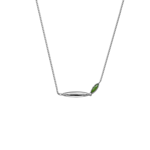 白岚柳叶碧玉项链925银锁骨链气质女时尚设计精致饰品配饰XL5331