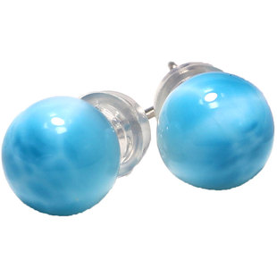 天然海纹石耳钉耳饰 拉利玛纯银镶嵌耳坠耳环耳线海文石耳钩百搭