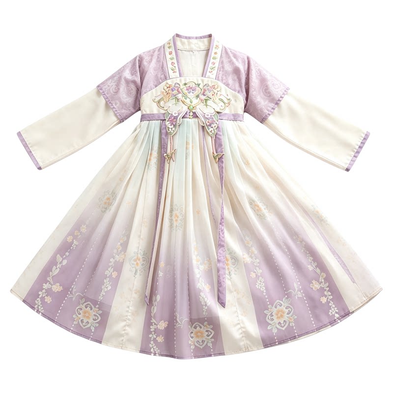 女童汉服夏季薄款紫色仙气襦裙