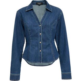 Vero Moda衬衫女2026春季新款含棉V领蝙蝠袖收腰显瘦慵懒牛仔上衣