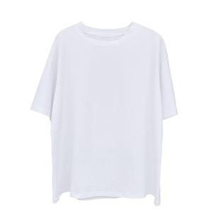 纯白短袖t恤韩版宽松棉质落肩半袖夏季新款纯色港风少女休闲上衣