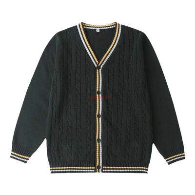 新款校服伊顿开衫墨绿麻花