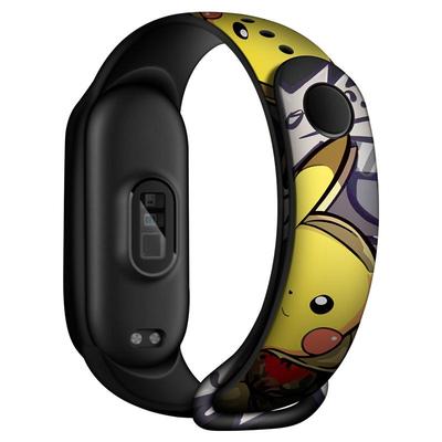 适用小米手环4/5/6腕带8/9小米手环3/2表带3NFC版智能运动硅胶个性印花潮男女二三四五代NFC版卡通回环卡扣7