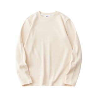 双面德绒打底衫男秋冬白色圆领长袖t恤加绒加厚保暖半高领内衣