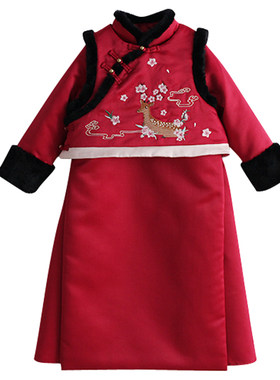 唐装儿童女冬棉袄汉服马甲套裙