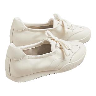 MILLIE'S/妙丽真皮一脚蹬浅口单鞋女春季新款平底圆头舒适小白鞋