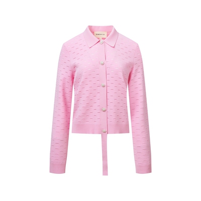 宝姿PORTSPURE女装冬季镂空设计感针织开衫