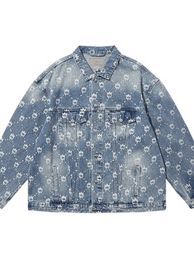 MISHKA牛仔外套真皮皮标