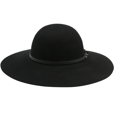 英伦圆顶宽沿毛呢简约街拍大帽檐