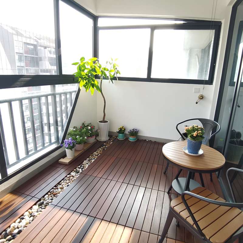 户外阳台防腐木实木拼装地板室外露台花园地面铺设防水木地板改造