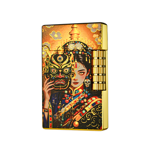 复古砂轮清脆钢音朗声充气打火机明火金属彩绘高颜值个性创意礼品