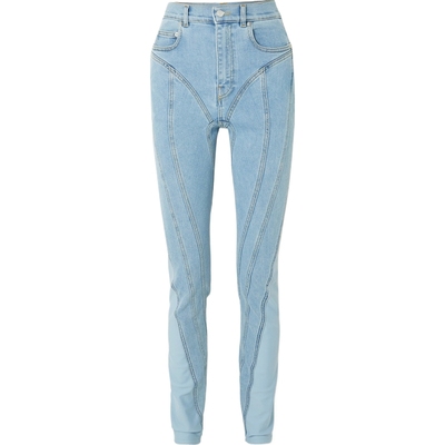 【折扣】Mugler 女弹力边饰高腰紧身蓝色牛仔裤