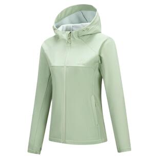 卡尔美连帽加绒外套女秋冬季2024新款户外登山运动防风保暖软壳衣