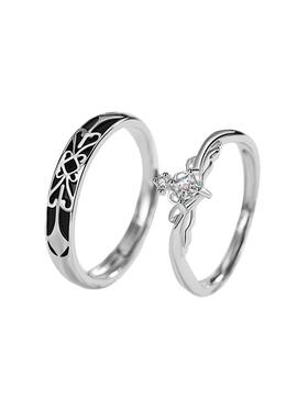 公主情侣戒指纯银一对刻字礼物