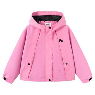 森马儿童秋季女中童舒服衣三防外套短款连帽上衣甜酷俏皮可爱