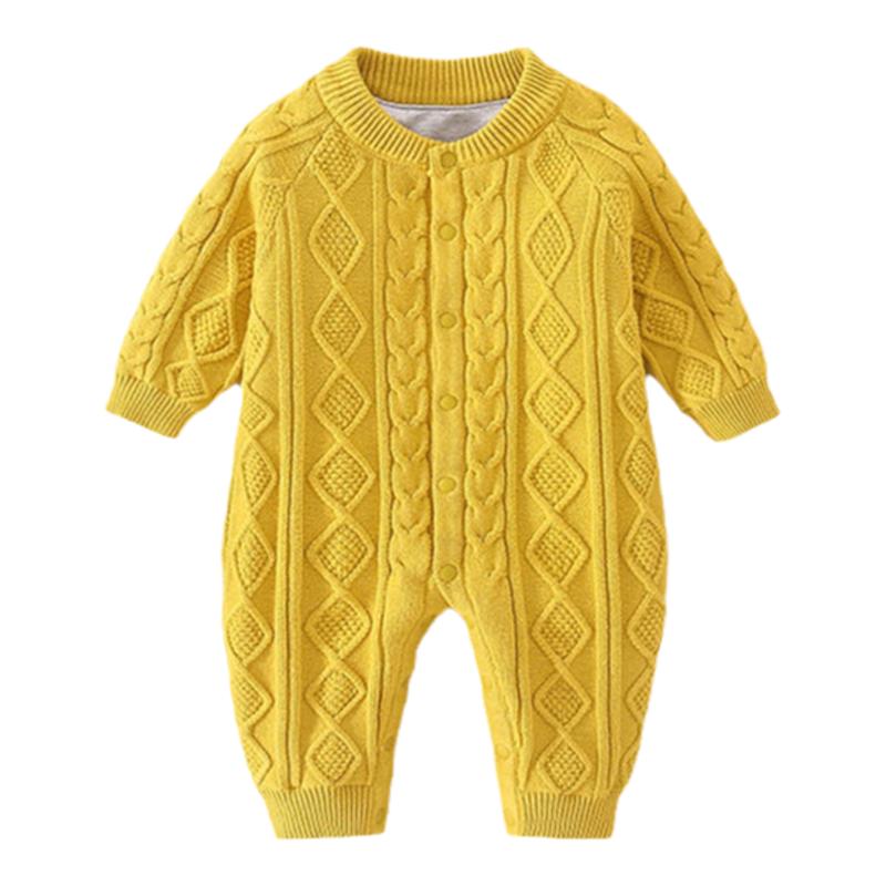 婴儿毛线连体衣秋冬款满月服婴幼儿衣服男女宝宝春秋款针织0-1岁