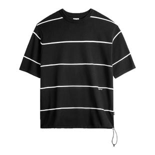 马登工装美式休闲黑白撞色条纹T恤Cityboy半袖日系圆领短袖男夏