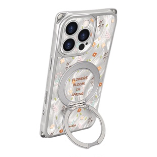 满屏碎花支架适用苹果17ProMax手机壳华为mate80羽纱Pura90四角防摔OPPOReno16斜挎绳vivox300保护套小米17女