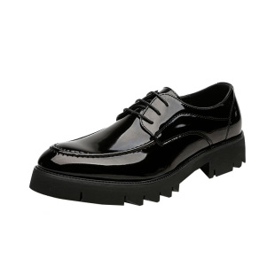 男士厚底皮鞋6cm 漆皮亮面商务正装增高鞋尖头潮流黑色内增高男鞋