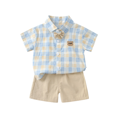 男童套装短袖衬衫宝宝两件套衣服