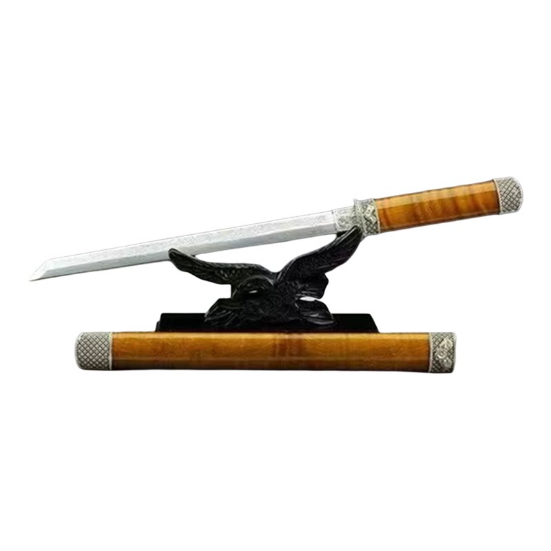 龙泉冷兵器锻打夹钢户外防身唐刀金丝楠木摆件送礼短款刀剑未开刃