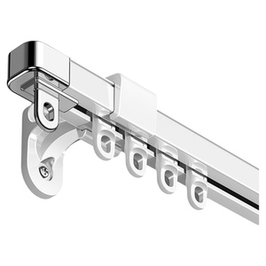 侧装窗帘轨道静音打孔单轨伸缩挂钩式滑轨双轨滑道铝窗帘盒窗帘杆