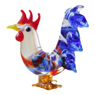 淄博琉璃手作仿真公鸡桌面小摆件寓意吉祥装饰品办公书桌摆设礼物