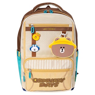 晨光 LINE FRIENDS 小学生书包卡通联名牛津布造型零钱包拉链简约撞色布朗熊四到六年级QBB904AG文具