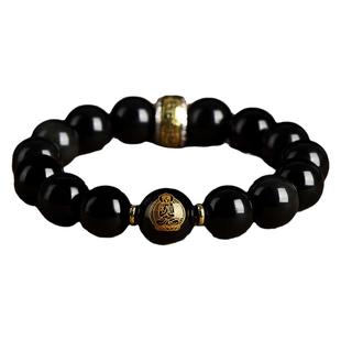 天然黑曜石本命佛手链护身符转运珠手串2026马年本命年手链男女