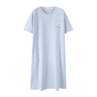 俞兆林7A抗菌睡裙夏季女款甜美A类纯棉短袖连衣裙宽松睡衣家居服