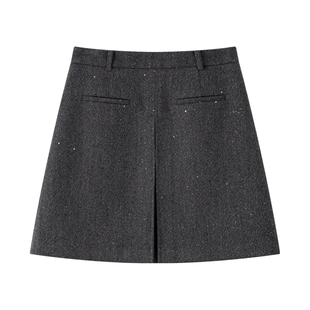 【率性与浪漫】A字亮片短裙丨CHICJOJO灰色半身裙女25冬新款半裙