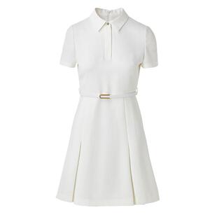 朗姿黑白色显瘦轻礼服中长款衬衫连衣裙女夏奥莱小黑裙高级感裙子