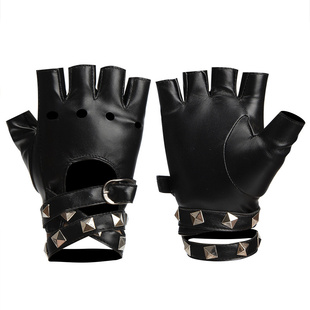 赛博朋克铆钉绑带皮手套kpop舞台演出辣妹机能JK个性街舞配饰潮男