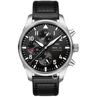 【自营】中古95新万国飞行员系列男表机械手表瑞士腕表牛皮黑盘