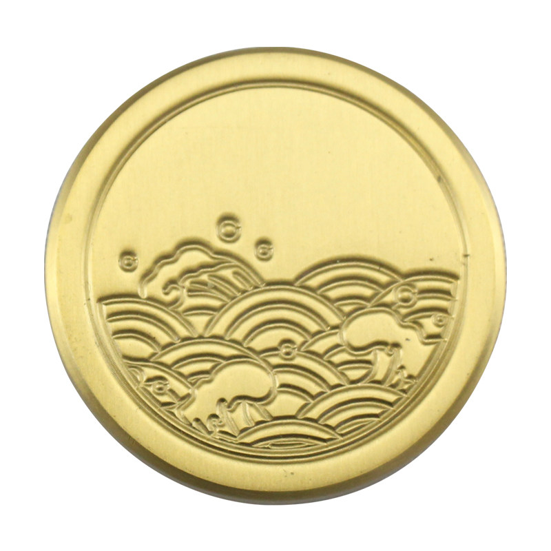 海浪纹方形回纹黄铜家具装饰片