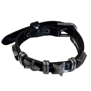 y2k辣妹风星星黑金石皮革手链女小众设计复古亚文化手饰叠戴手串