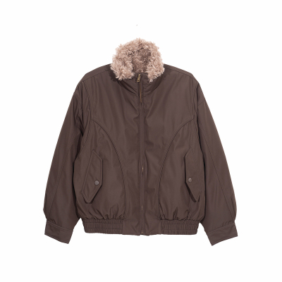 Hualun冬季绒感白鸭绒座山雕夹克羽绒服男棉衣外套男装皮毛领棉服