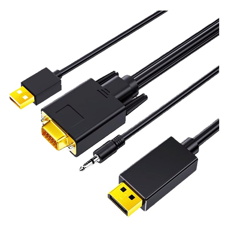 优联VGA转HDMI/DVI/DP转换线带音频供电笔记本电脑投屏同屏转接线