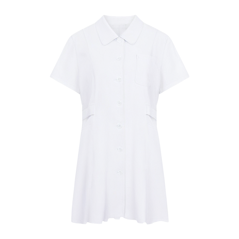 南丁格尔长款短袖修身白色护士服
