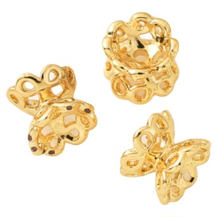 18K包金保色镂空双面花托手工diy手链手串银色隔珠双层珠帽配件