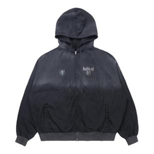 黄礼志yeji同款badblood美式做旧水洗卫衣套装字母连帽拉链外套潮