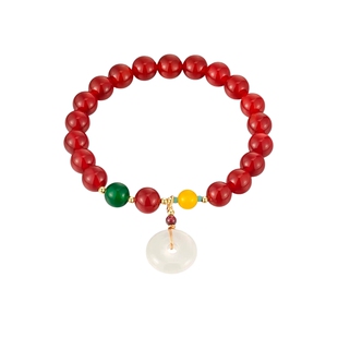 AJIDOU阿吉豆女本命生肖龙年幸运红玛瑙手链节日礼物轻奢小众手串