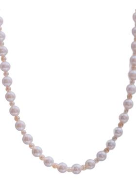 半觉白玉6.5-7极光淡水金珠混彩糖果设计款银配气质珍珠项链